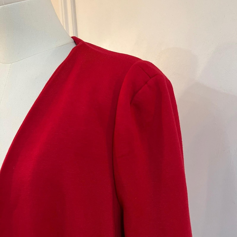 Philosophy Republic Red Cropped Blazer Gold Zip Front Jacket Structured L - Picture 3 of 9